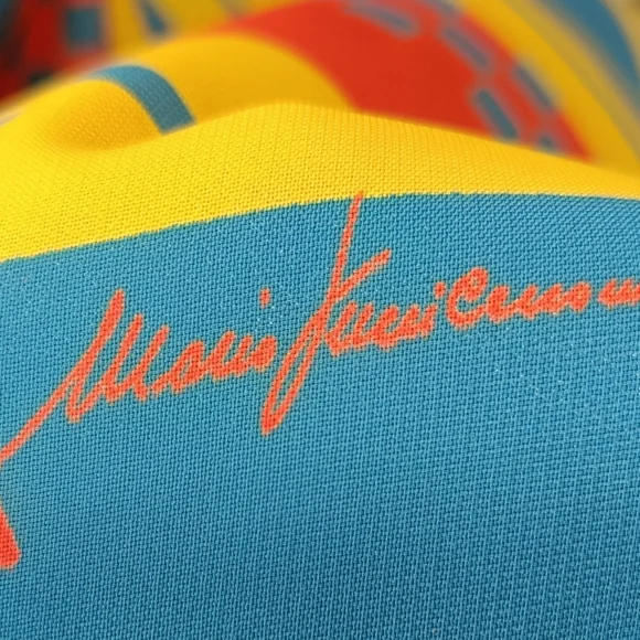 M💥Mario Valentino Vintage Asymmetrical Midi Skirt in Yellow&Blue - Picture 7 of 11